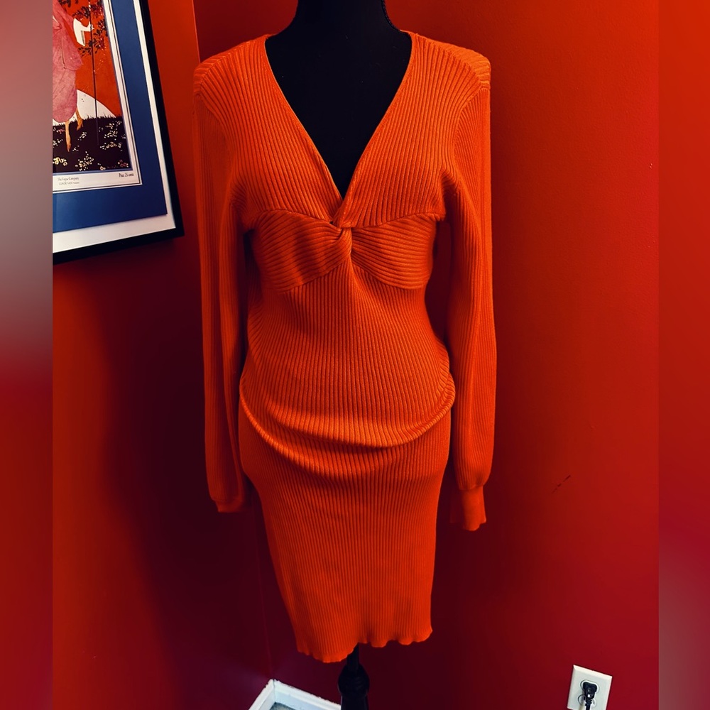 NWOT Ribbed Orange Dress Peekaboo Detail